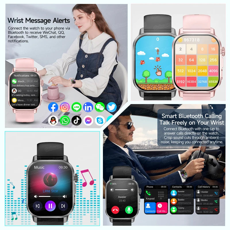 2026 Fashion Health Smart Watch Women 2.0"AMOLED ECG Physical Examination Fat Uric Acid Heart Rate BT Call Smartwatch For Ladies