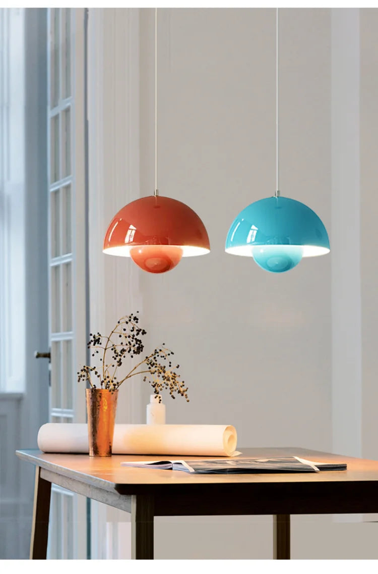 Nordic Led Color Chandelier Macaron Danish Mushroom Hanging Lights Restaurant Kitchen Pendant Lamp Home Luminaire LED Lighting