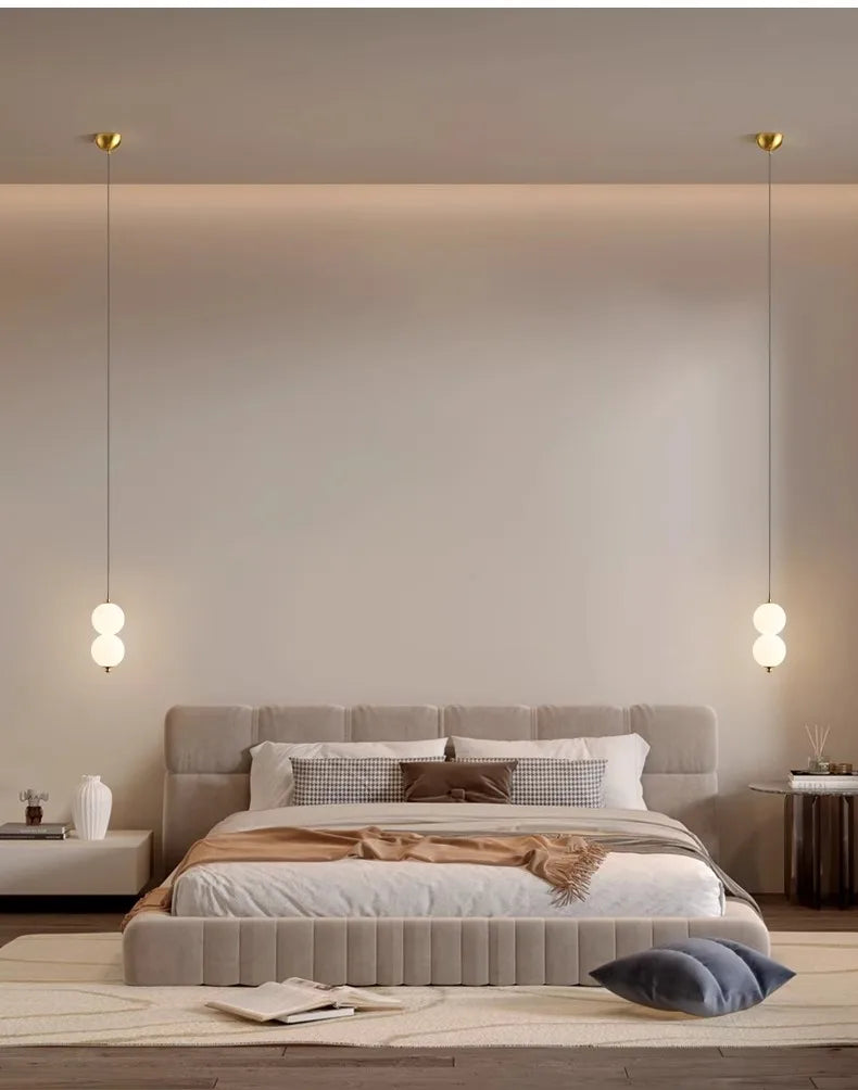 Bedside Pendant Lights for Bedroom Nordic 4 Ball Pendant Lamp for TV Background Kitchen Island Restaurant Dinning Room LED Light