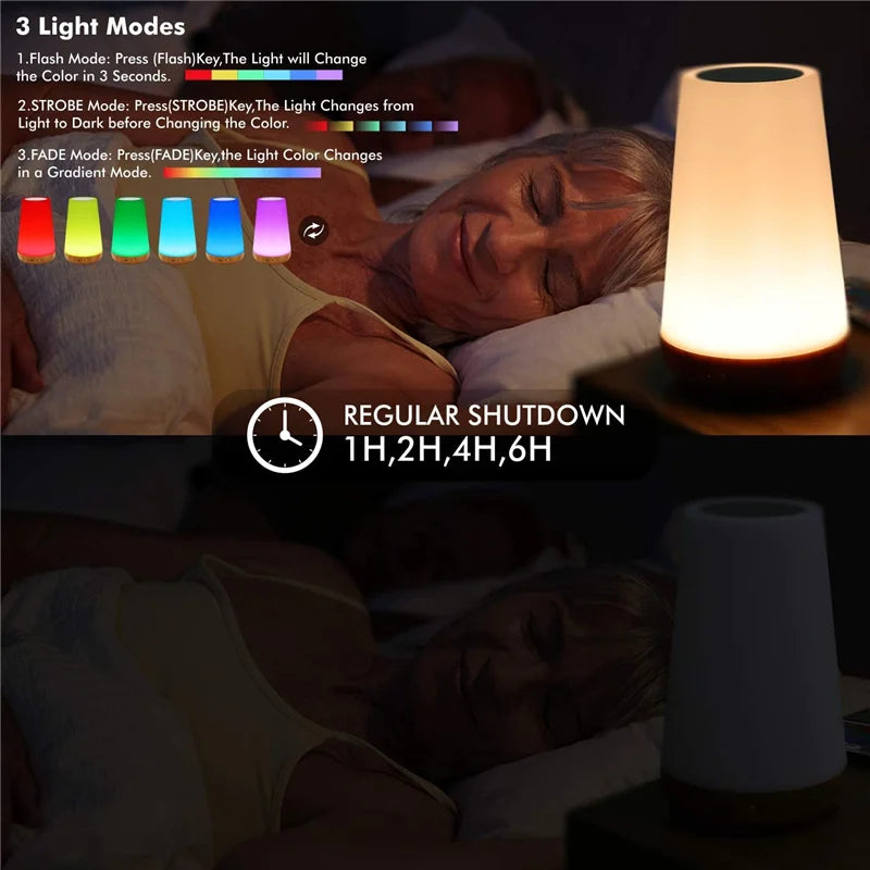 Night Light RGB 13 Color Changing Remote Control Touch Dimmable Lamp Portable Table Bedside Lamps...