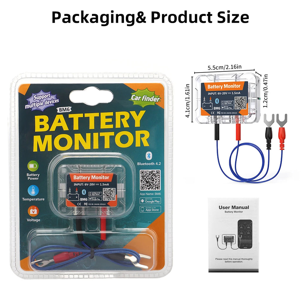 QUICKLYNKS BM6 Bluetooth 4.0 Car Battery Monitor 12V Battery Tester Charging Cranking Battery Analyzer APP for Android IOS