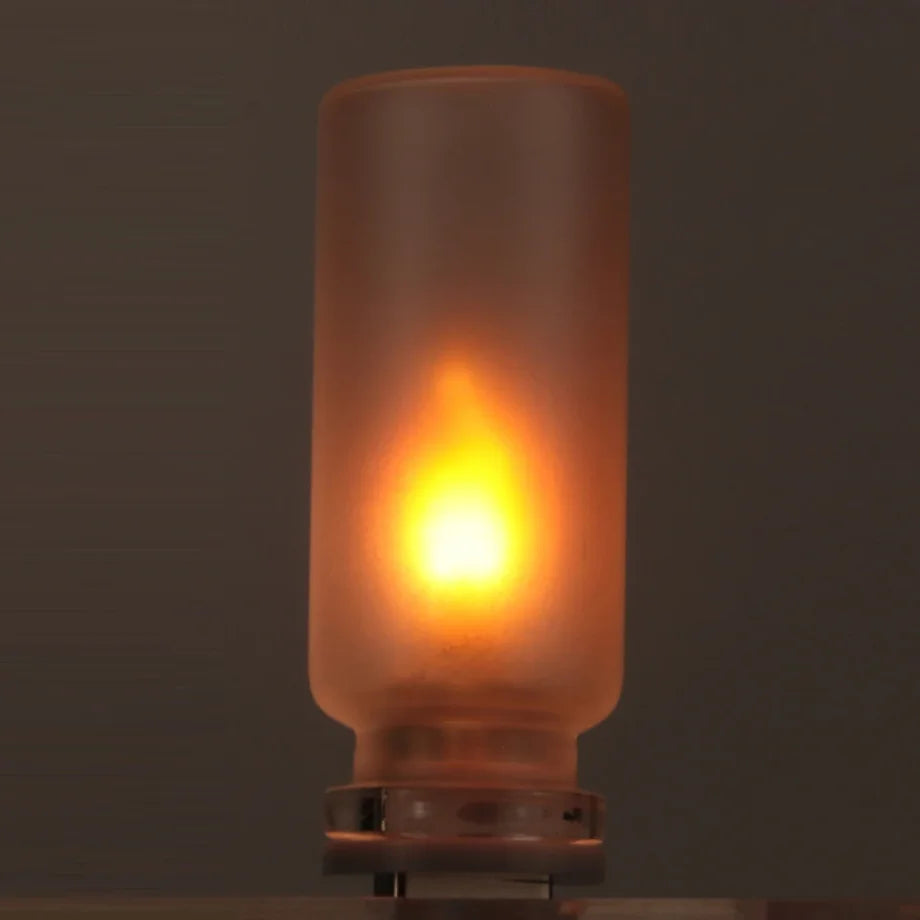 USB 5V Powered Simulated Flame Flickering LED Night Light Clear Frosted Glass Candle for Home Roo...