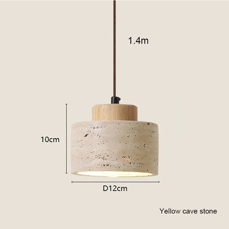 Japanese-Style Nordic Natural Yellow Cave Stone Retro Dining Room Bedroom Bedside Long Line Chandelier Yellow Cave St...