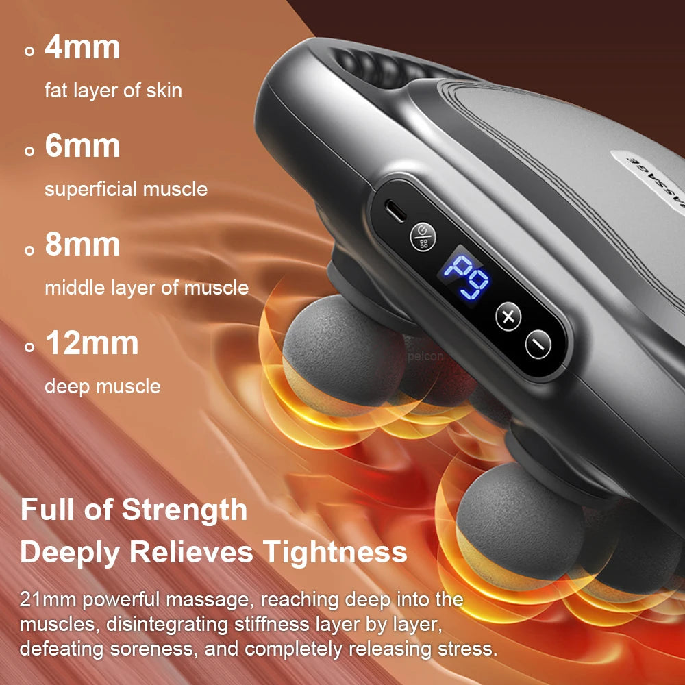Fascia Massage Gun High Frequency Muscle Massager Gun Body Back Waist Shoulder Massage Machine 16 Heads Professional Fascia Gun