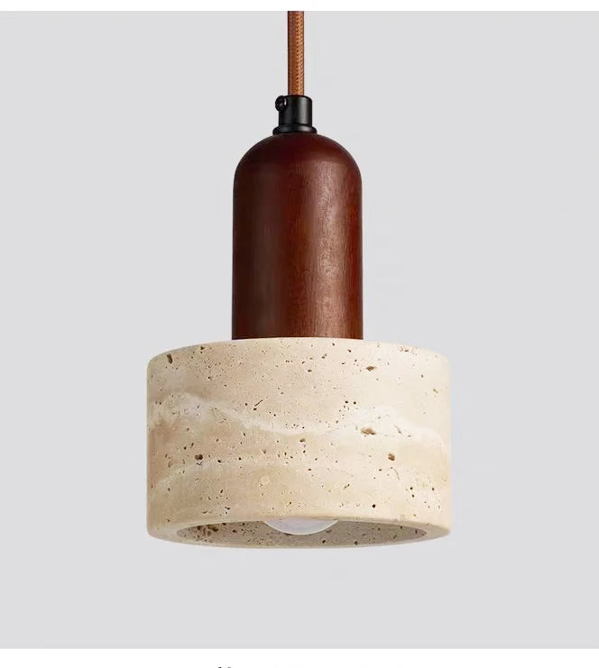 Japanese-Style Nordic Natural Yellow Cave Stone Retro Dining Room Bedroom Bedside Long Line Chandelier Yellow Cave Stone Lamp
