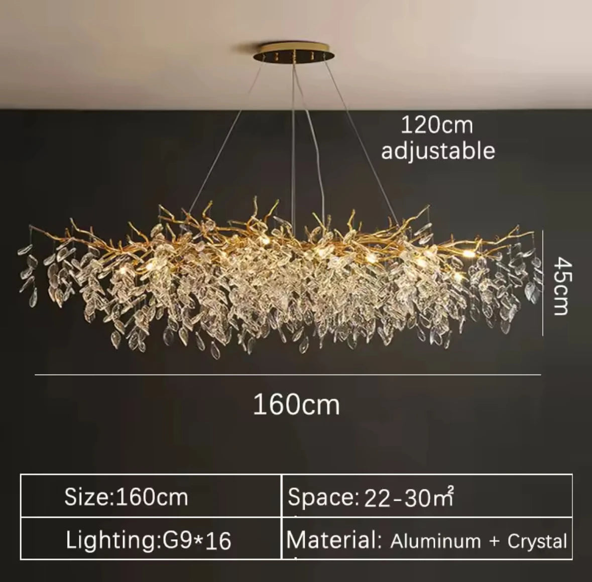 Luxury Gold Crystal LED Chandelier — Dining & Living Room