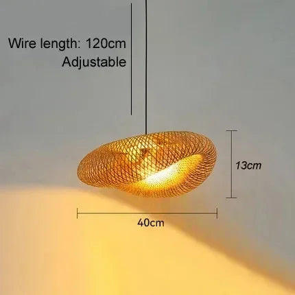 Bamboo Weaving LED Chandelier — Handmade Boho Pendant Light