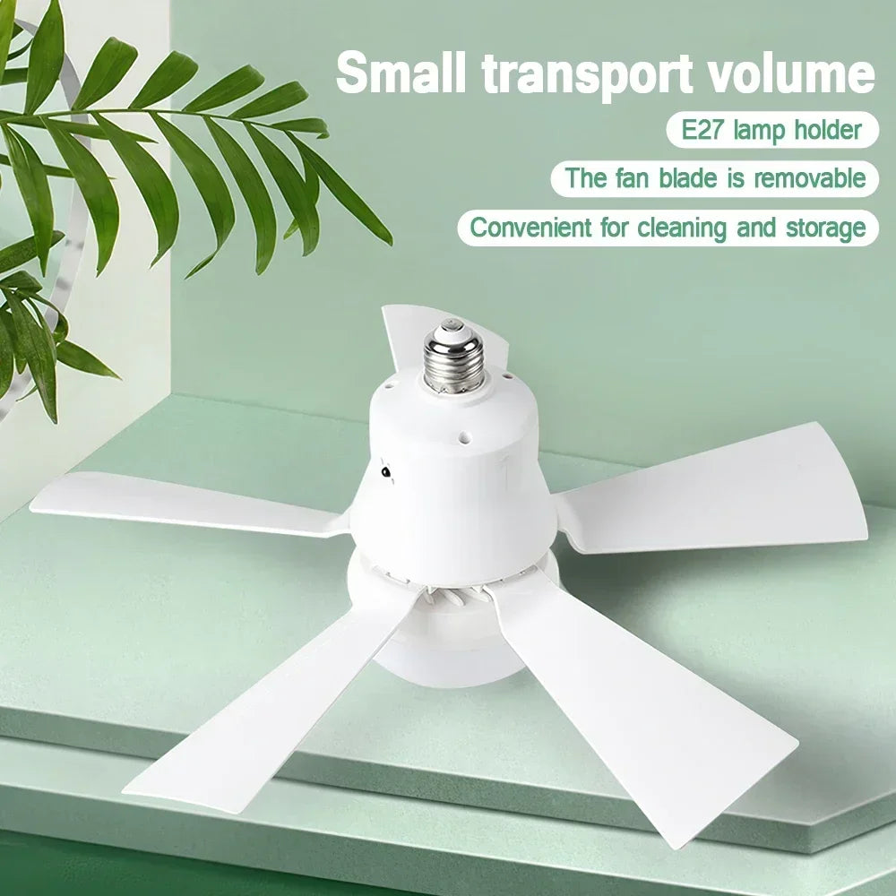 Smart 3-in-1 Ceiling Fan with Remote Control and 3-Speed E27 Lighting Base for Bedroom and Living...