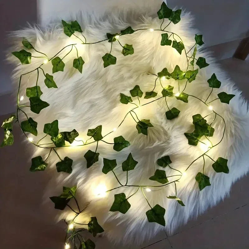 Artificial Vine Fairy Lights Flower Green Leaf String Lights Christmas Tree Garland Light for Wee...
