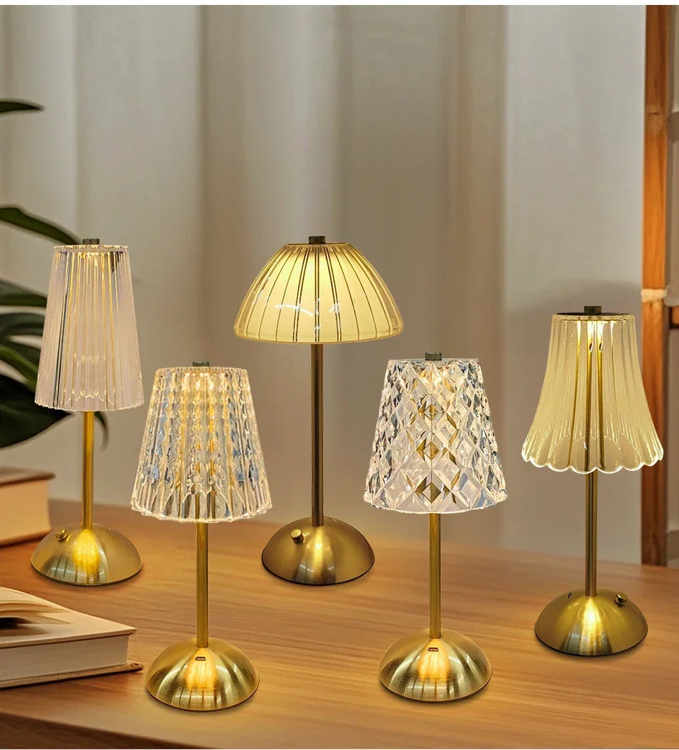 Table Lamp LED Touch Sensor  Dimmable Desktop Night Light Rechargeable Wireless Reading Lamp for Hotel Bar Bedroom Decor Light
