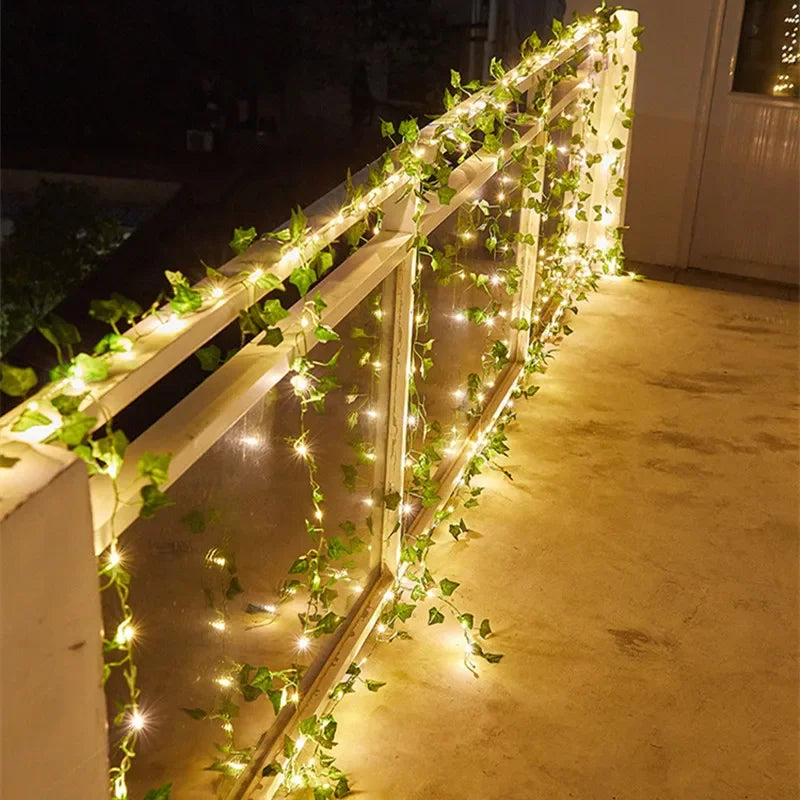 String Lights Artificial Vine Fairy Lights Battery Powered Christmas Tree Garland Light Flower Gr...