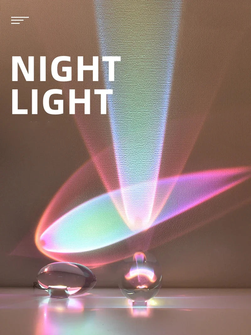 Italian Designer Led Table Lamp Eye of The Sky Crystal Bedside Lamp Creative Sunset Projector Night Light for Bedroom Home Decor