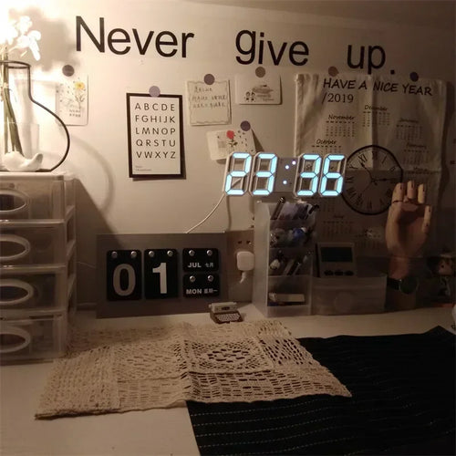 3D LED Digital Clock Wall Decoration Glow Night Mode Decoration for Home Adjustable Electronic Watch Clock Decor Cloc...
