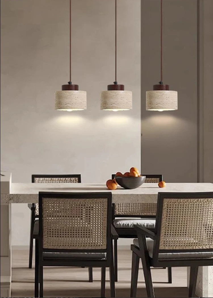 Japanese-Style Nordic Natural Yellow Cave Stone Retro Dining Room Bedroom Bedside Long Line Chandelier Yellow Cave Stone Lamp