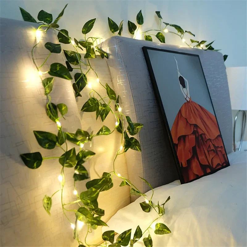 String Lights Artificial Vine Fairy Lights Battery Powered Christmas Tree Garland Light Flower Gr...