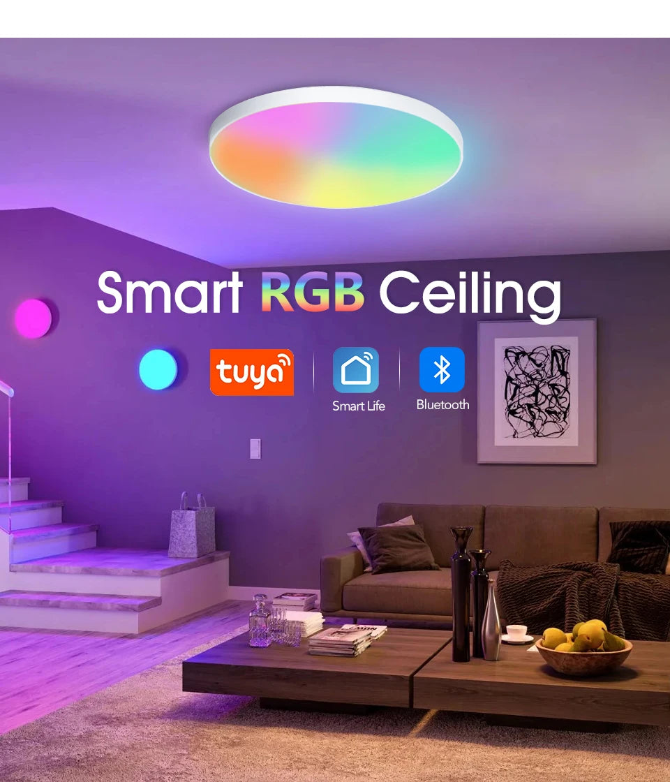 30W 36W Smart LED Ceiling Light RGB Dimming APP TUYA Remote Control Timing Indoor Home Decor Blue...