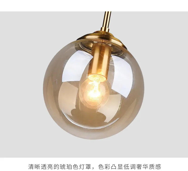 Modern Glass Hanging Lamp E27 Clear Amber Stone Chandelier  Nordic Home Decor Lighting for Living Room Cord Pendant Lights