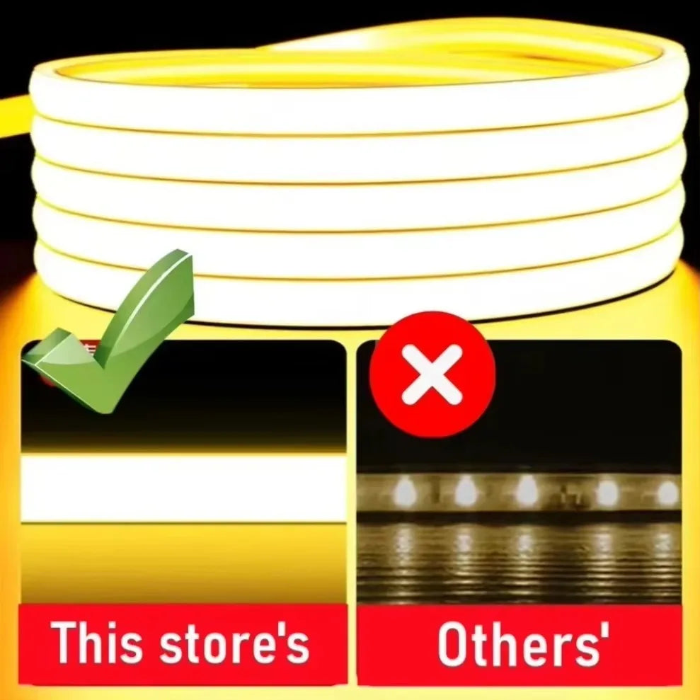 1-30M COB LED Lamp Strip 288LEDs/m RA90 Outdoor IP65 Waterproof Switch/Dimmable Power EU Plu...