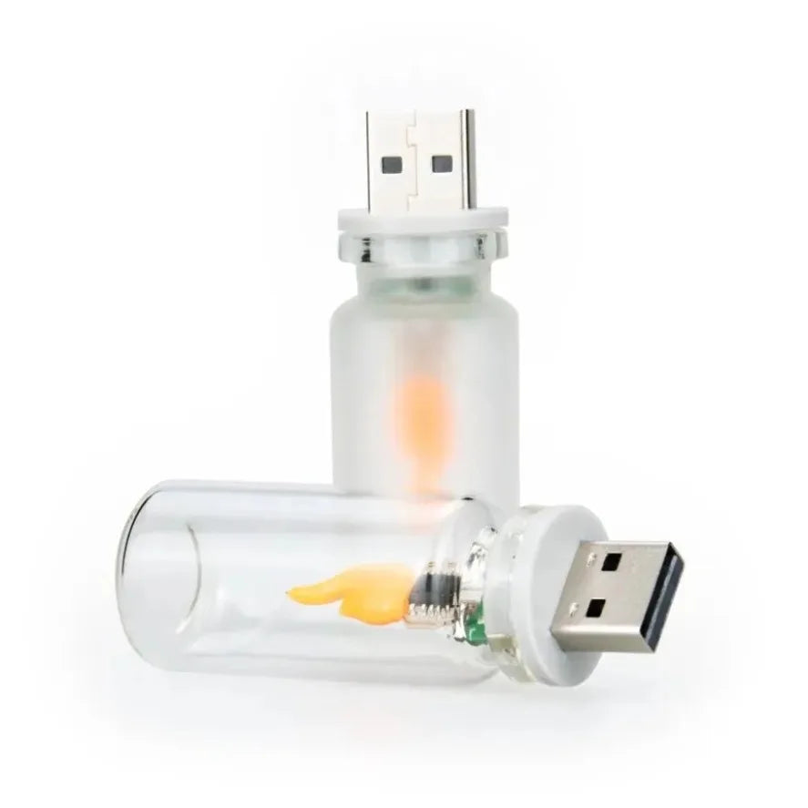 DC 5V USB LED Flame Type Night Light Clear Glass/Frosted Glass Flickering Candle Touch Control DI...