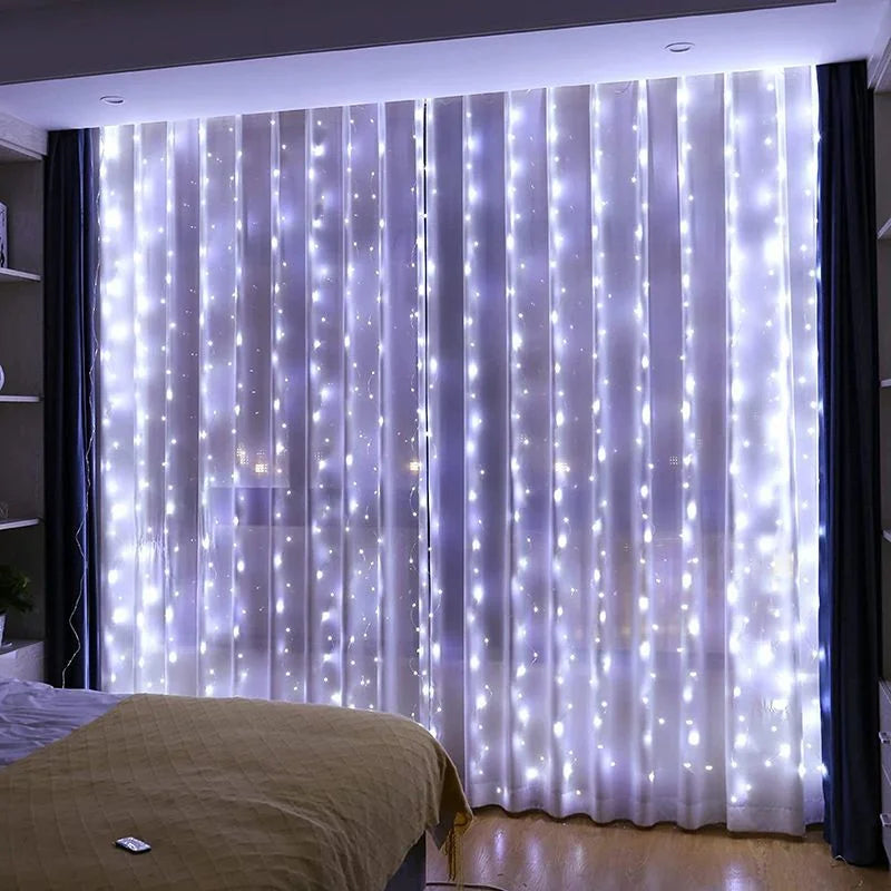 3/6M USB LED Curtain 8Modes Remote Control String Lights Holiday Wedding Fairy Garland Lights For...