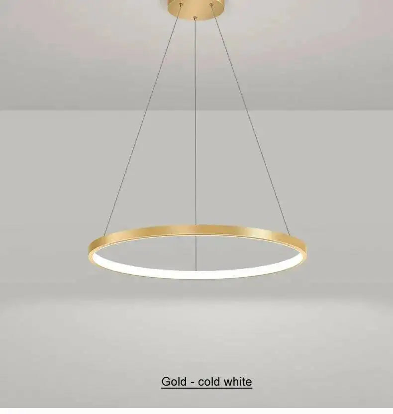 Nordic Ring Led Chandelier Lighting Aluminium Circle Lustre Dinning Room Pendant Lamp Black White Gold Frame Led Lamp Fixtures