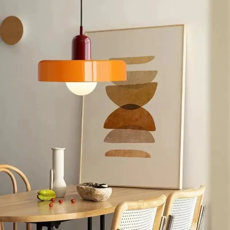 Nordic Retro E27 Colorful Ceiling Chandelier Orange Glass Pendant Lamp for Home Decor Dining Room Cafe Bar Counter Li...