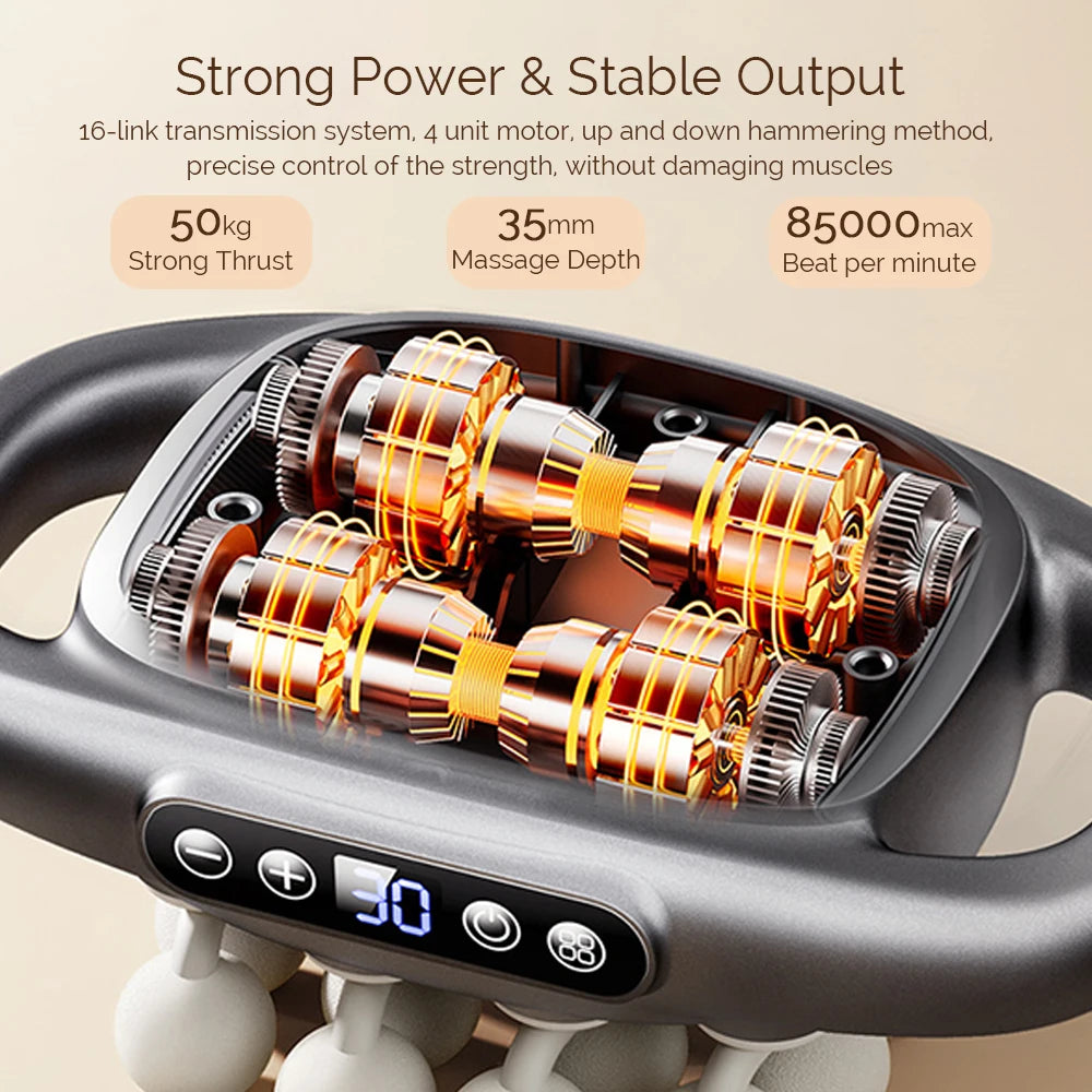 16-Head Fascia Gun High-Frequency Vibration Body Massage Gun Back and Waist Massager Neck Shoulder Massager Muscle masajeador