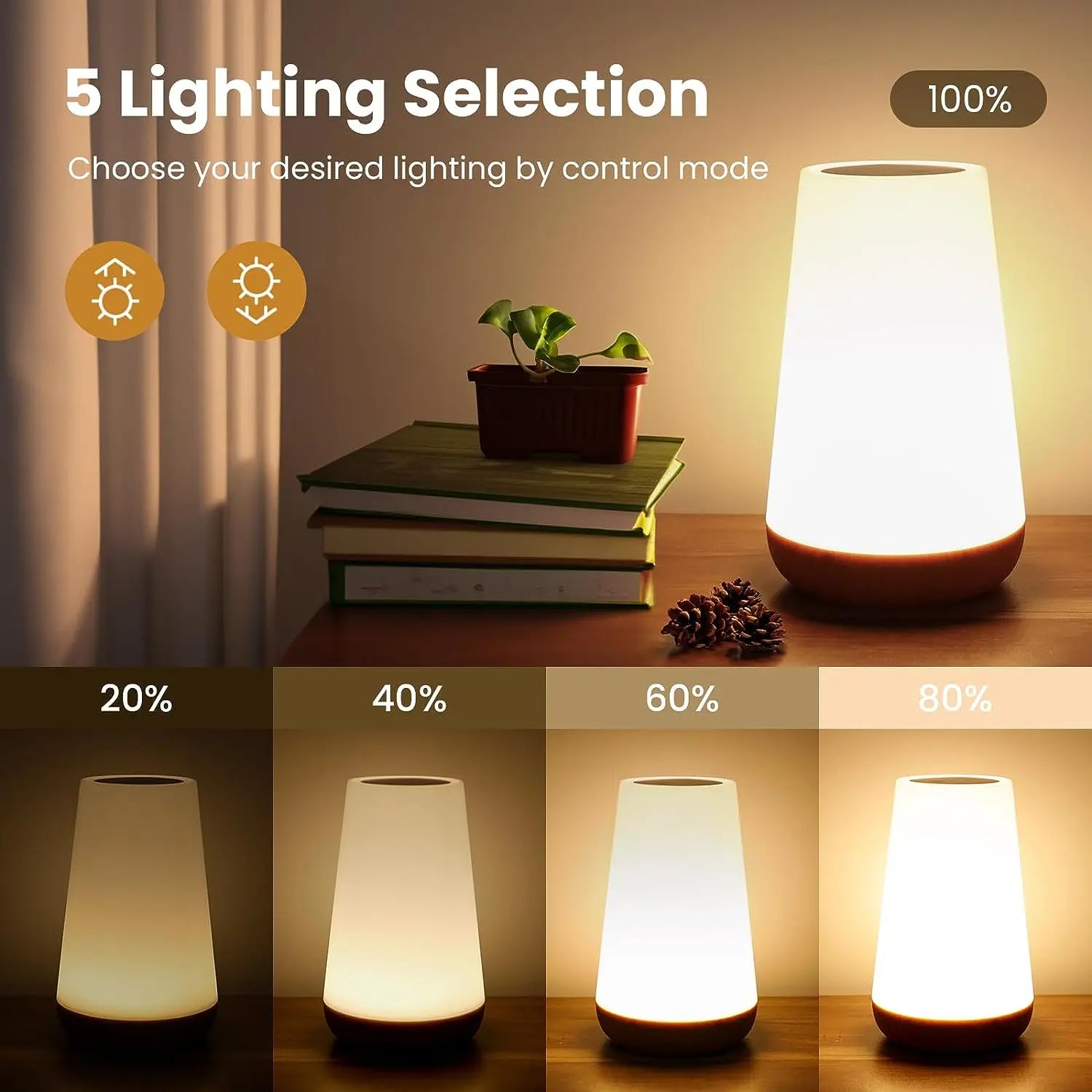 Table Lamp Bedside Lamp For Bedroom 13 Color Changing Touch Night Light RGB Remote Dimmable USB R...