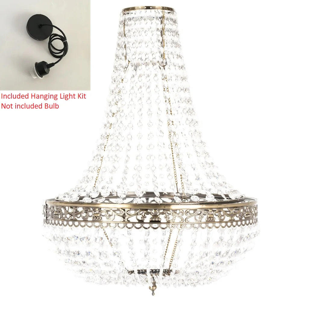 Premium Vintage Crystal Chandelier Ceiling Light Shade Drop Light Easy Fitting Charlotte Pendant Lampshade Without co...