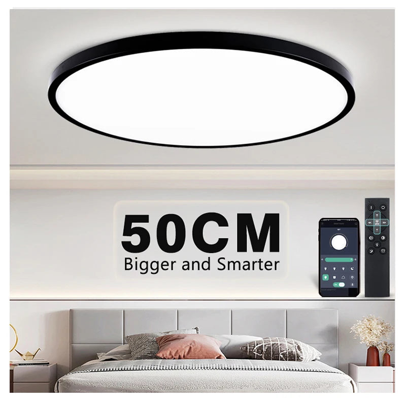 50CM Large Ceiling lamp Smart APP/ Remote Control Dimmable for Bedroom 48W Ceiling Lights AC 110/...