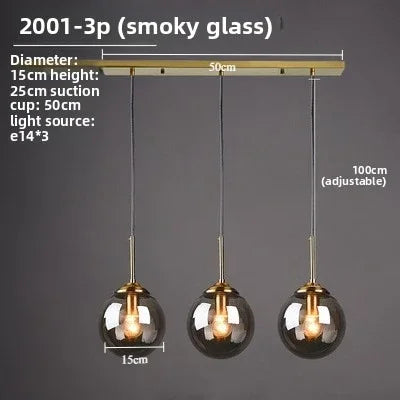 Modern Glass Hanging Lamp E27 Clear Amber Stone Chandelier Nordic Home Decor Lighting for Living Room Cord Pendant Li...