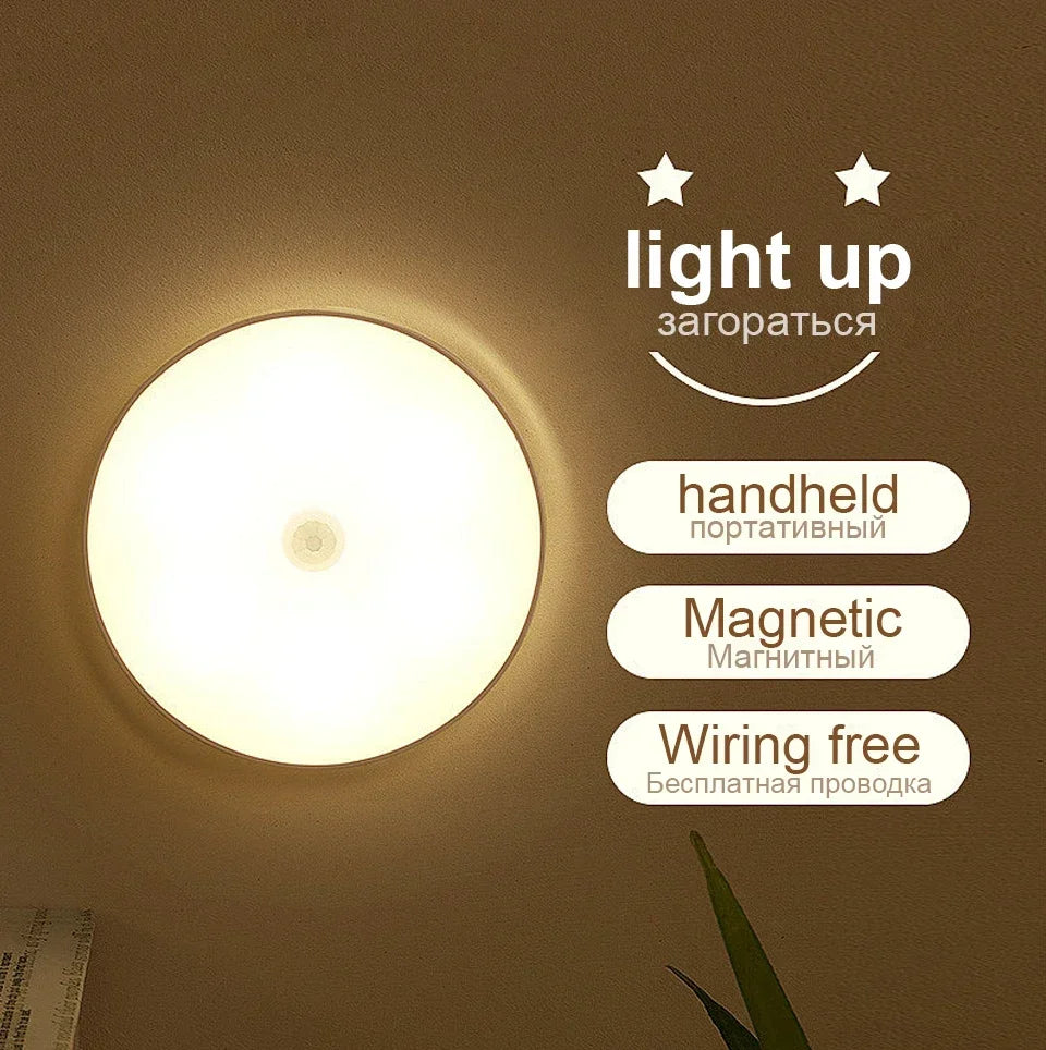 Motion Sensor LED Night Light USB Rechargeable Night Lamp For Kitchen Cabinet Wardrobe Lamp Stair...