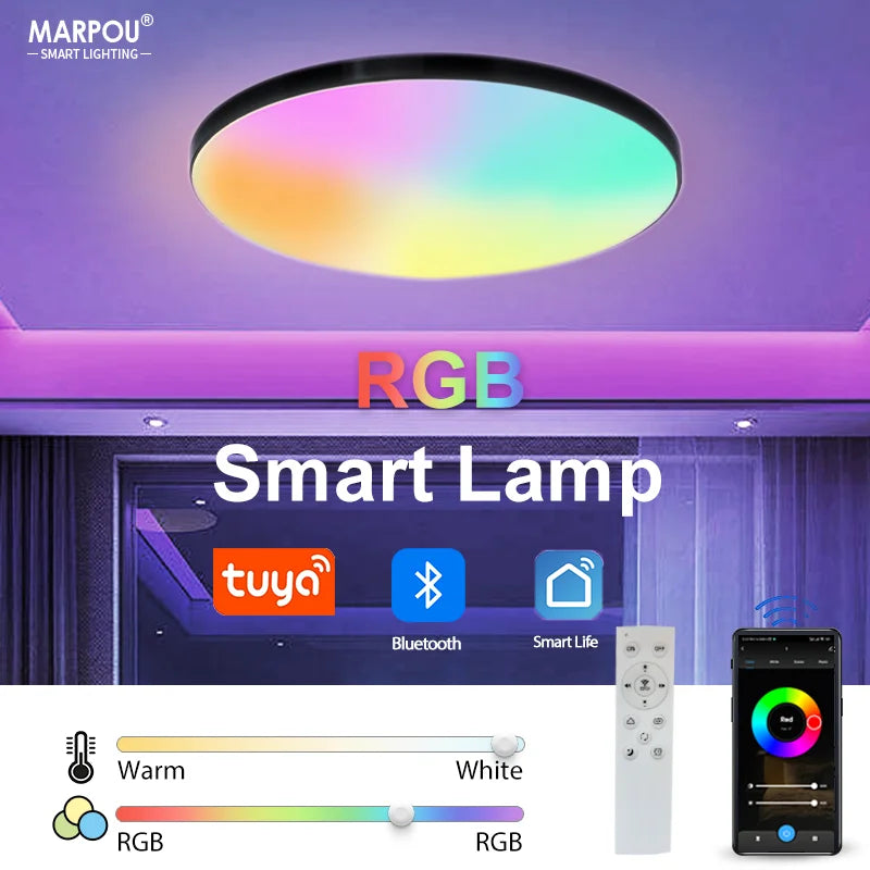 30W 36W Smart LED Ceiling Light RGB Dimming APP TUYA Remote Control Timing Indoor Home Decor Blue...