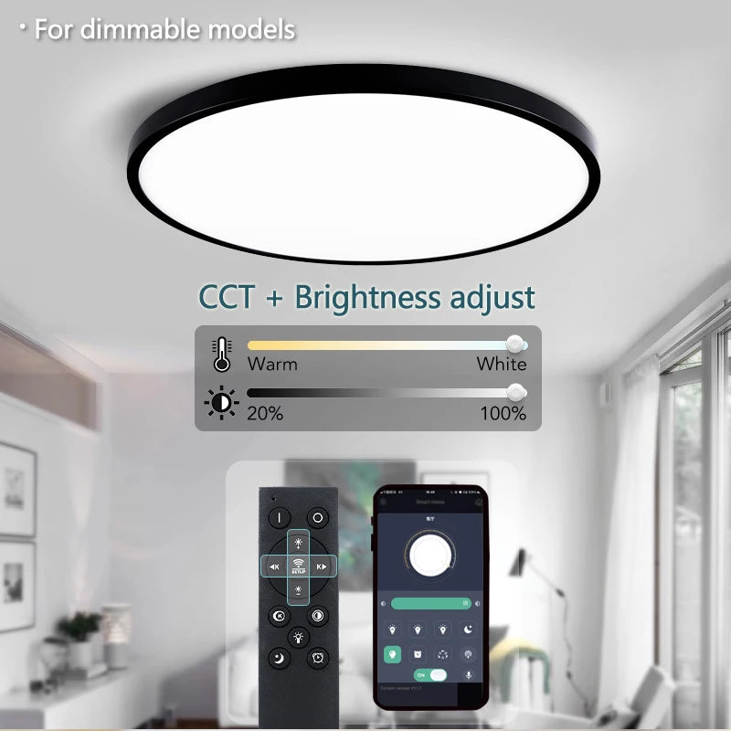 50CM Large Ceiling lamp Smart APP/ Remote Control Dimmable for Bedroom 48W Ceiling Lights AC 110/...