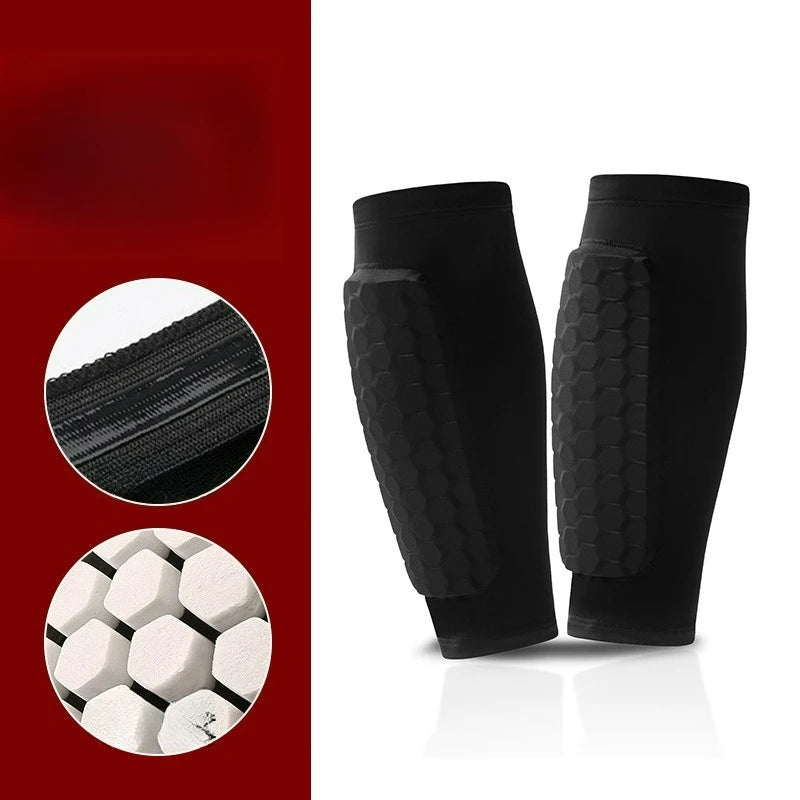 1 Pair Football Ski Shin Pads Honeycomb Shin Guards Soccer Adult Ski Boot Shin Protector Adult Breathable Pads For Athletes