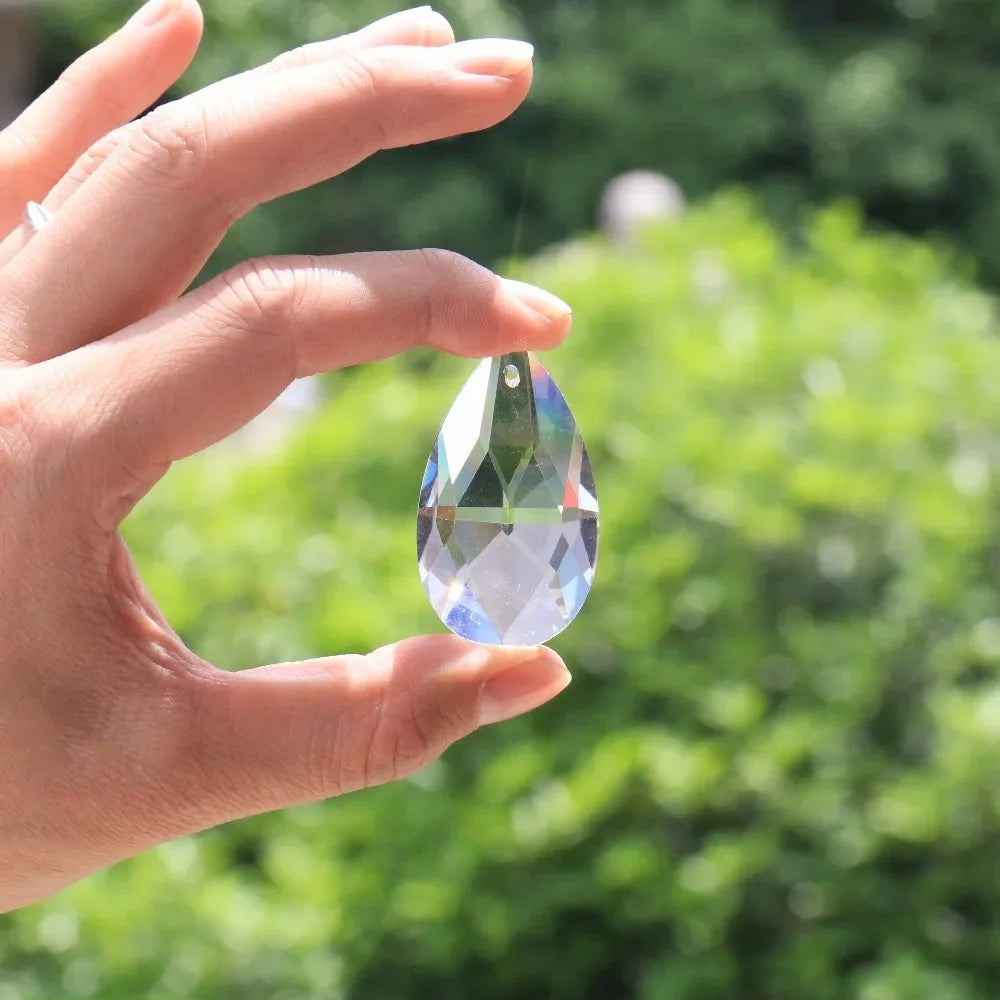 28mm Tear Drop Crystals Prism Sun Catcher Clear Glass Chandelier Crystal Parts DIY Hanging Pendant Jewelry Spacer Fac...