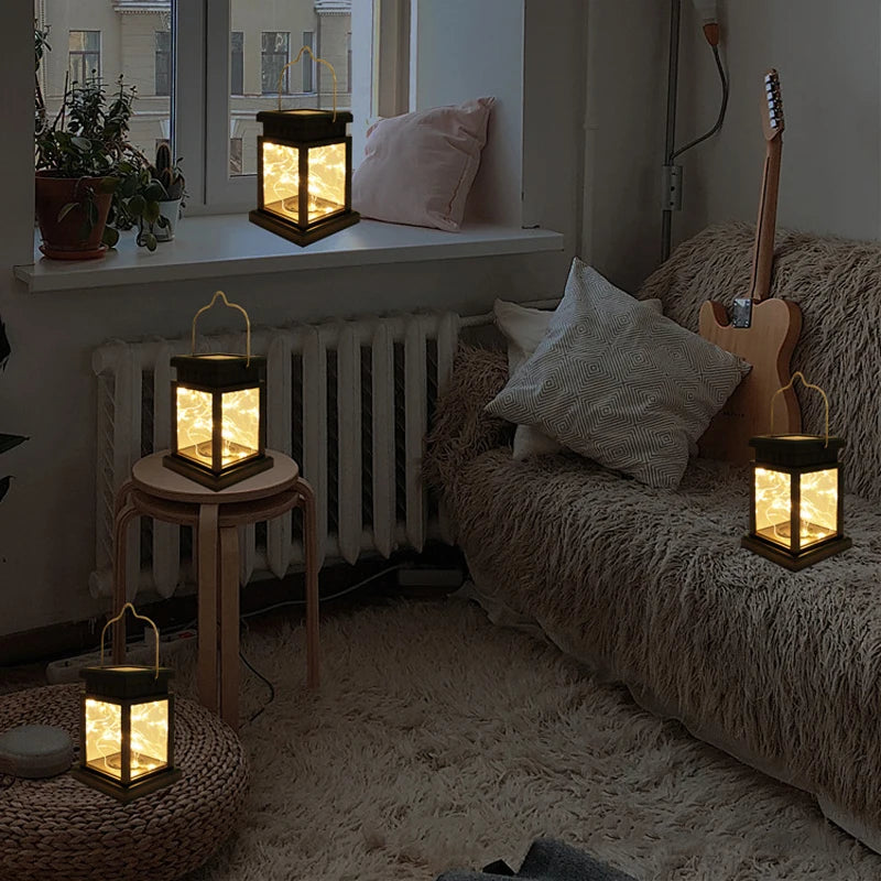 Solar Palace Lantern Hanging Candle Lamp Outdoor Solar Lights Decor Item for Lawn Landscape Patio Floor Yard Garden Atmospheric
