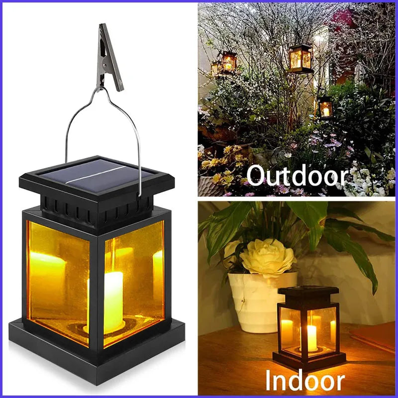 Solar Palace Lantern Hanging Candle Lamp Outdoor Solar Lights Decor Item for Lawn Landscape Patio Floor Yard Garden Atmospheric