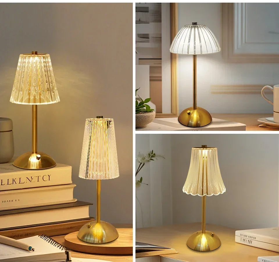 Dimmable Desktop Decor Night Light Table Lamp LED Touch Sensor Rechargeable Wireless Reading Lamp for Hotel Bar Bedroom Light