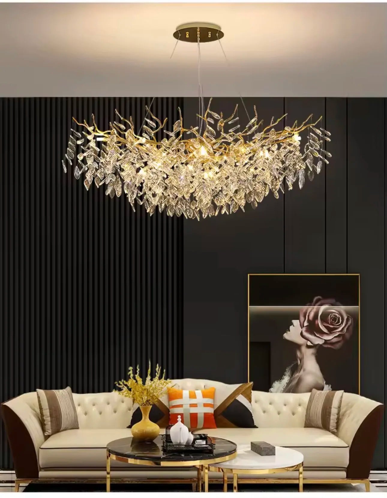 Luxury Gold Crystal LED Chandeliers Living Dining Room Bedroom Lighting Lustre Ceiling Pendant Lamps Indoor Villa Lights Fixture