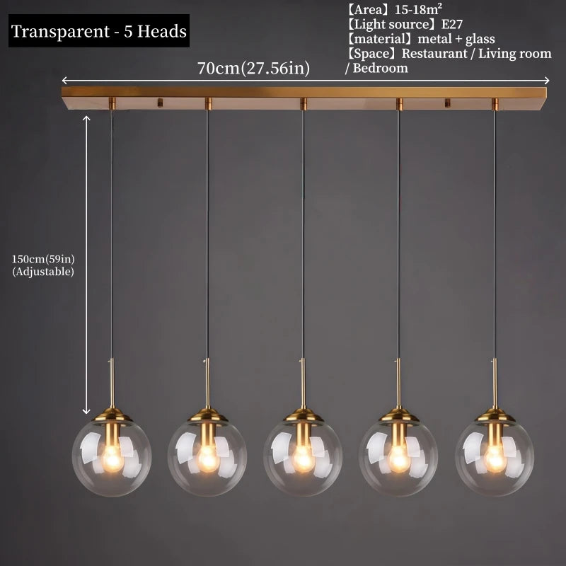 Modern Luxury Glass & Gold Pendant Chandelier — Nordic LED