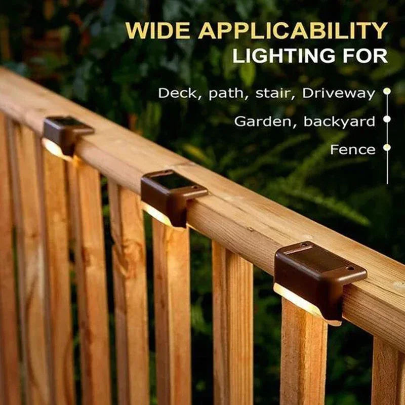 Warm White LED Solar Step Lights Outdoor Garden Path Stair Lights Waterproof Balcony Patio Fence ...