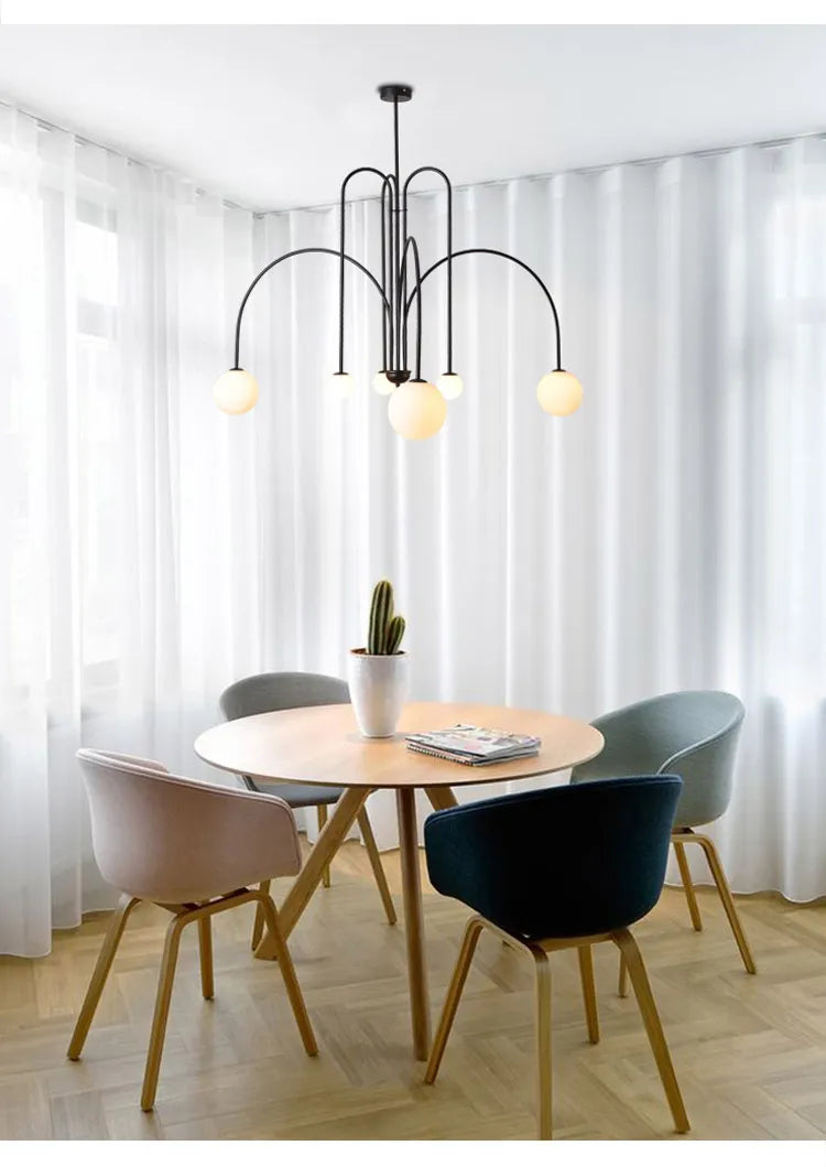 Nordic Minimalist Pendant Light for Living Room Restaurant Lamp Cafe Clothing Store Art Black Gold Red Chandelier
