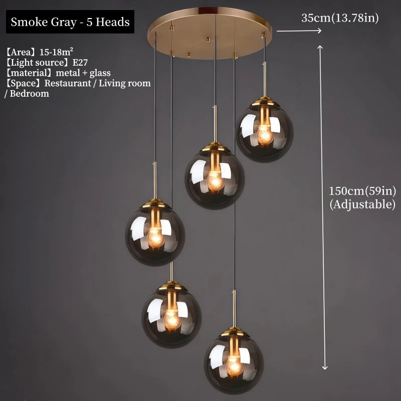 Modern Luxury Glass & Gold Pendant Chandelier — Nordic LED