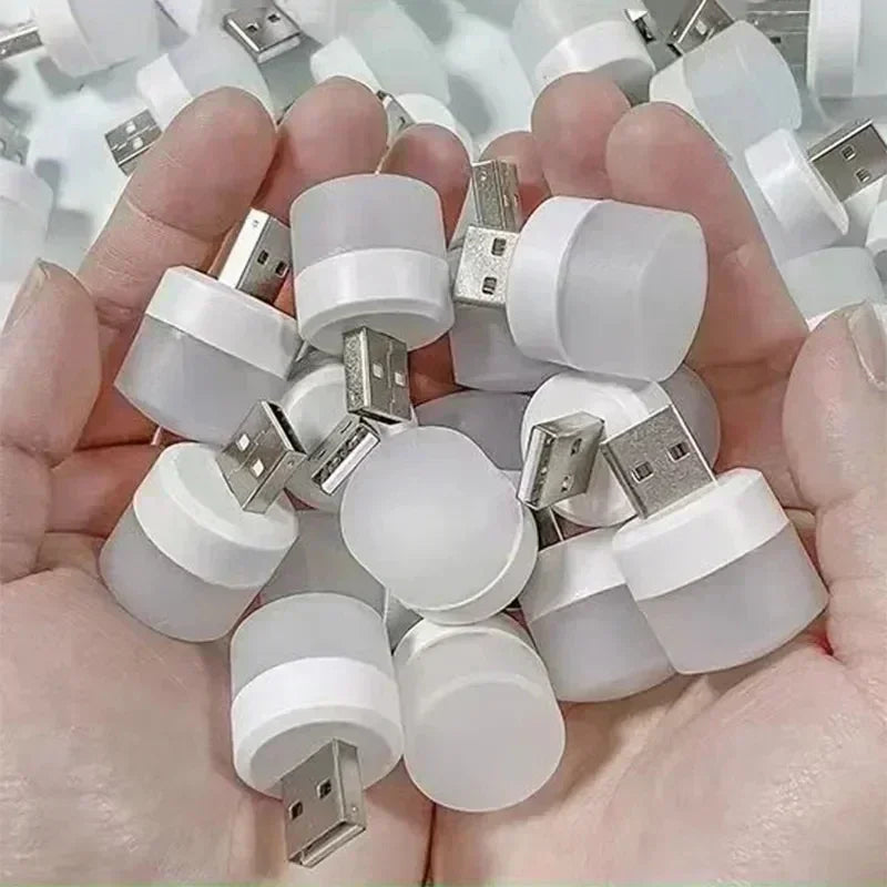 USB Night Light Mini LED Night Light USB Plug Lamp Power Bank Charging USB Book Lights Round Read...