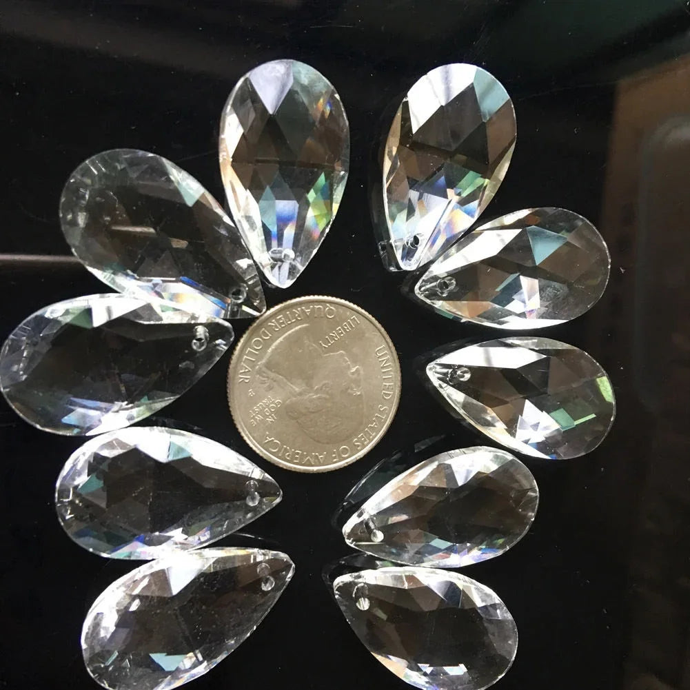 28mm Tear Drop Crystals Prism Sun Catcher Clear Glass Chandelier Crystal Parts DIY Hanging Pendant Jewelry Spacer Fac...