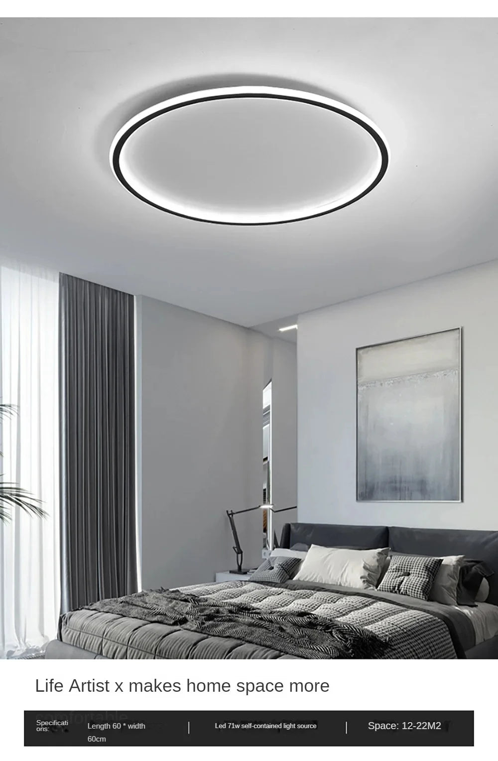 Simple Nordic Style Lighting Ceiling Lamp All White And Black Edge Modern Living Room Lamp Bedroom Home Lighting Decoration