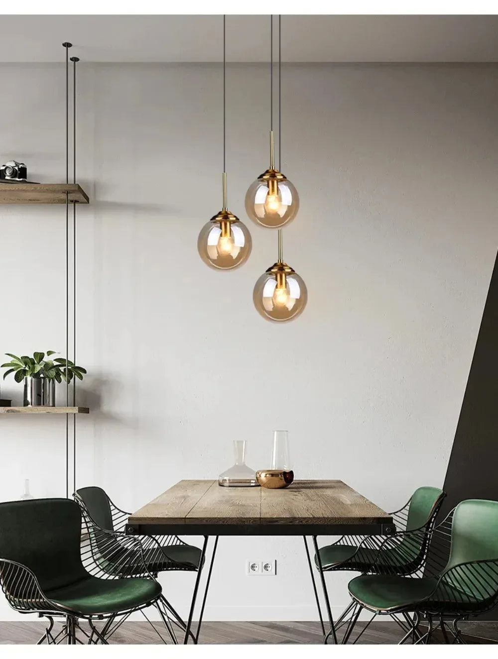 Modern Luxury Metal Chandelier Nordic Creative LED Glass Pendant Lamp Living Room Dining Room Bedside Simple Small Hanging Lamp