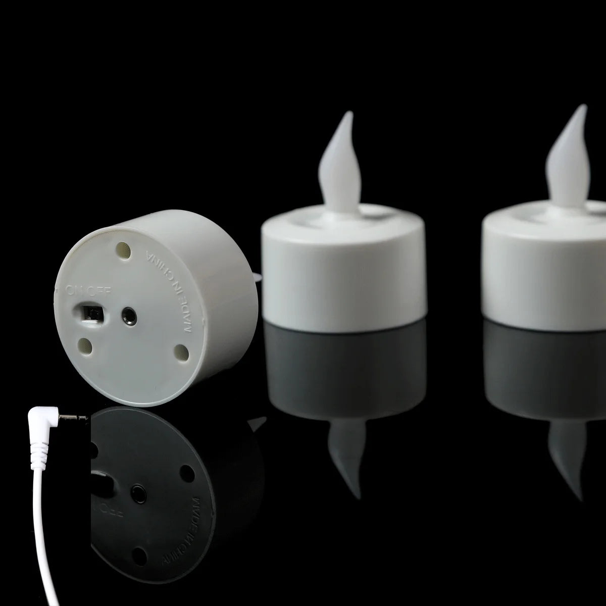 1/2/3/4 Pieces Yellow Light LED Candles With USB Charge,Flameless Decorative Wedding Christmas Rechargeable Tea Lights