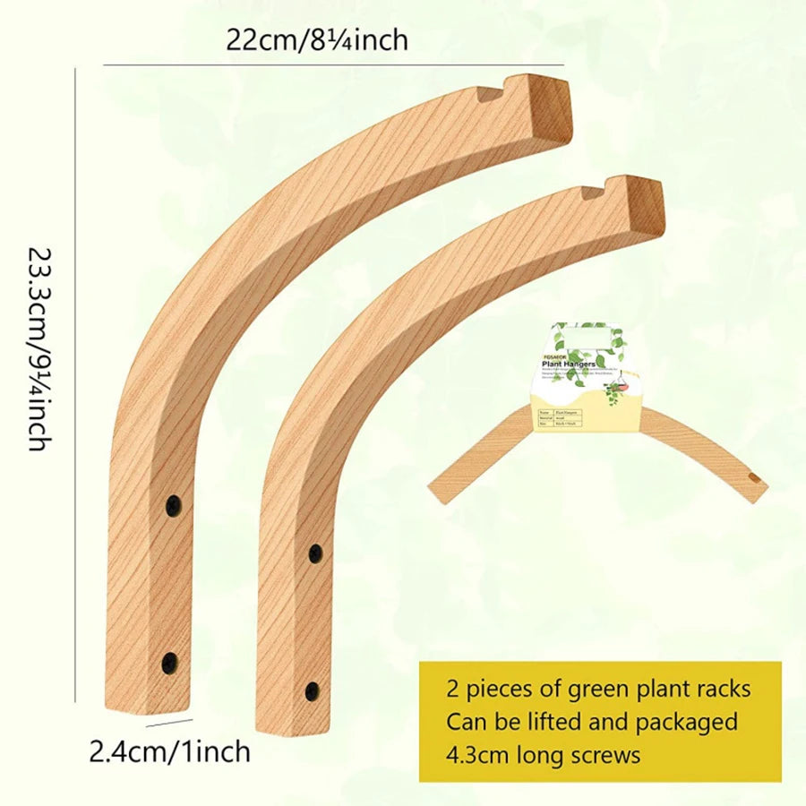 Natural Wood Wall Plant Hangers Hanging Flower Pot Hook Flower Bracket for Lanterns Wind Chimes Balcony Home Decor